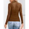 imageLILLUSORY Womens Long Sleeve Mesh Tops Mock Neck See Through Lace Shirts Sheer Going Out Sexy 2025 Fall Fashion OutfitsBrown