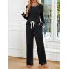 imageLILLUSORY Womens Pajamas Sets Long Sleeve Pjs Two Pieces Lounge Sleep Wear Matching Set With PocketsBlack