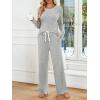 imageLILLUSORY Womens Pajamas Sets Long Sleeve Pjs Two Pieces Lounge Sleep Wear Matching Set With PocketsLight Grey