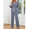 imageLILLUSORY Womens Pajamas Sets Long Sleeve Pjs Two Pieces Lounge Sleep Wear Matching Set With PocketsNavy