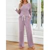 imageLILLUSORY Womens Pajamas Sets Long Sleeve Pjs Two Pieces Lounge Sleep Wear Matching Set With PocketsPink