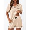 imageLILLUSORY Womens Silk Satin Pajama Set 2025 Short Sleeve Pjs Loungewear 2 Piece Sleepwear Matching Lounge OutfitGold