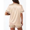 imageLILLUSORY Womens Silk Satin Pajama Set 2025 Short Sleeve Pjs Loungewear 2 Piece Sleepwear Matching Lounge OutfitGold