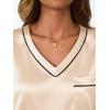 imageLILLUSORY Womens Silk Satin Pajama Set 2025 Short Sleeve Pjs Loungewear 2 Piece Sleepwear Matching Lounge OutfitGold