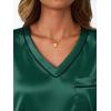 imageLILLUSORY Womens Silk Satin Pajama Set 2025 Short Sleeve Pjs Loungewear 2 Piece Sleepwear Matching Lounge OutfitGreen