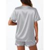 imageLILLUSORY Womens Silk Satin Pajama Set 2025 Short Sleeve Pjs Loungewear 2 Piece Sleepwear Matching Lounge OutfitLight Grey