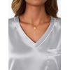 imageLILLUSORY Womens Silk Satin Pajama Set 2025 Short Sleeve Pjs Loungewear 2 Piece Sleepwear Matching Lounge OutfitLight Grey