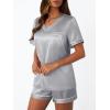 imageLILLUSORY Womens Silk Satin Pajama Set 2025 Short Sleeve Pjs Loungewear 2 Piece Sleepwear Matching Lounge OutfitLight Grey