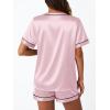 imageLILLUSORY Womens Silk Satin Pajama Set 2025 Short Sleeve Pjs Loungewear 2 Piece Sleepwear Matching Lounge OutfitPink