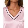 imageLILLUSORY Womens Silk Satin Pajama Set 2025 Short Sleeve Pjs Loungewear 2 Piece Sleepwear Matching Lounge OutfitPink