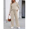 imageLILLUSORY Womens Sweatsuits 2 Piece Outfits Lounge Matching Sweat Sets Casual Sweatshirts Wide Leg Sweatpants Tracksuit SetsBeige