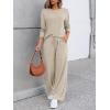 imageLILLUSORY Womens Sweatsuits 2 Piece Outfits Lounge Matching Sweat Sets Casual Sweatshirts Wide Leg Sweatpants Tracksuit SetsBeige
