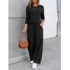 imageLILLUSORY Womens Sweatsuits 2 Piece Outfits Lounge Matching Sweat Sets Casual Sweatshirts Wide Leg Sweatpants Tracksuit SetsBlack