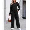 imageLILLUSORY Womens Sweatsuits 2 Piece Outfits Lounge Matching Sweat Sets Casual Sweatshirts Wide Leg Sweatpants Tracksuit SetsBlack