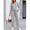 imageLILLUSORY Womens Sweatsuits 2 Piece Outfits Lounge Matching Sweat Sets Casual Sweatshirts Wide Leg Sweatpants Tracksuit SetsGrey