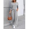 imageLILLUSORY Womens Sweatsuits 2 Piece Outfits Lounge Matching Sweat Sets Casual Sweatshirts Wide Leg Sweatpants Tracksuit SetsGrey