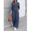 imageLILLUSORY Womens Sweatsuits 2 Piece Outfits Lounge Matching Sweat Sets Casual Sweatshirts Wide Leg Sweatpants Tracksuit SetsGreyblue