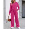 imageLILLUSORY Womens Sweatsuits 2 Piece Outfits Lounge Matching Sweat Sets Casual Sweatshirts Wide Leg Sweatpants Tracksuit SetsHotpink