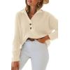 imageLILLUSORY Womens V Neck Pullover Sweaters Casual Cable Knit Chunky Warm Cute Tops with Collar PoloApricot