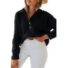 imageLILLUSORY Womens V Neck Pullover Sweaters Casual Cable Knit Chunky Warm Cute Tops with Collar PoloBlack