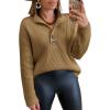 imageLILLUSORY Womens V Neck Pullover Sweaters Casual Cable Knit Chunky Warm Cute Tops with Collar PoloDark Apricot