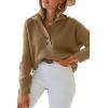 imageLILLUSORY Womens V Neck Pullover Sweaters Casual Cable Knit Chunky Warm Cute Tops with Collar PoloDark Apricot