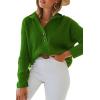 imageLILLUSORY Womens V Neck Pullover Sweaters Casual Cable Knit Chunky Warm Cute Tops with Collar PoloGrass Green