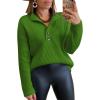 imageLILLUSORY Womens V Neck Pullover Sweaters Casual Cable Knit Chunky Warm Cute Tops with Collar PoloGrass Green