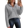 imageLILLUSORY Womens V Neck Pullover Sweaters Casual Cable Knit Chunky Warm Cute Tops with Collar PoloLight Grey