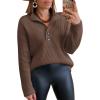 imageLILLUSORY Womens V Neck Pullover Sweaters Casual Cable Knit Chunky Warm Cute Tops with Collar PoloNutmeg