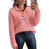 imageLILLUSORY Womens V Neck Pullover Sweaters Casual Cable Knit Chunky Warm Cute Tops with Collar PoloPink