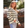 imageLILLUSORY Womens V Neck Pullover Sweaters Casual Cable Knit Chunky Warm Cute Tops with Collar PoloStriped Apricot