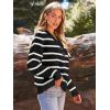 imageLILLUSORY Womens V Neck Pullover Sweaters Casual Cable Knit Chunky Warm Cute Tops with Collar PoloStriped Black