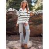 imageLILLUSORY Womens V Neck Pullover Sweaters Casual Cable Knit Chunky Warm Cute Tops with Collar PoloStriped White