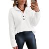 imageLILLUSORY Womens V Neck Pullover Sweaters Casual Cable Knit Chunky Warm Cute Tops with Collar PoloWhite