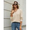 imageLILLUSORY Womens V Neck Sweater Long Sleeve Shirts Fall Fashion Clothes 2025 Knit Trendy Slim Fitted TopsApricot