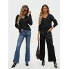 imageLILLUSORY Womens V Neck Sweater Long Sleeve Shirts Fall Fashion Clothes 2025 Knit Trendy Slim Fitted TopsBlack