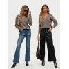 imageLILLUSORY Womens V Neck Sweater Long Sleeve Shirts Fall Fashion Clothes 2025 Knit Trendy Slim Fitted TopsNutmeg