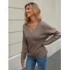 imageLILLUSORY Womens V Neck Sweater Long Sleeve Shirts Fall Fashion Clothes 2025 Knit Trendy Slim Fitted TopsNutmeg