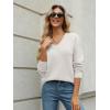 imageLILLUSORY Womens V Neck Sweater Long Sleeve Shirts Fall Fashion Clothes 2025 Knit Trendy Slim Fitted TopsWhite