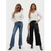 imageLILLUSORY Womens V Neck Sweater Long Sleeve Shirts Fall Fashion Clothes 2025 Knit Trendy Slim Fitted TopsWhite