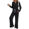 imageLILLUSORY Womens 2 Piece Lounge Sets Fall Outfits 2025 Sweatsuit Matching Cozy Soft Pjs Henley Neck Pajamas Pants FashionBlack
