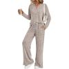 imageLILLUSORY Womens 2 Piece Lounge Sets Fall Outfits 2025 Sweatsuit Matching Cozy Soft Pjs Henley Neck Pajamas Pants FashionKhaki
