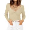 imageLILLUSORY Womens 2025 Twist Knot Fall Clothes Fashion Outfits Top Ribbed Long SleeveApricot