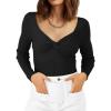 imageLILLUSORY Womens 2025 Twist Knot Fall Clothes Fashion Outfits Top Ribbed Long SleeveBlack