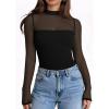 imageLILLUSORY Womens Long Sleeve Mesh Tops Mock Neck See Through Lace Shirts Sheer Going Out Sexy 2025 Fall Fashion OutfitsBlack