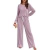 imageLILLUSORY Womens Pajamas Sets Long Sleeve Pjs Two Pieces Lounge Sleep Wear Matching Set With PocketsPink