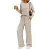 imageLILLUSORY Womens Sweatsuits 2 Piece Outfits Lounge Matching Sweat Sets Casual Sweatshirts Wide Leg Sweatpants Tracksuit SetsBeige