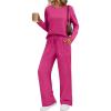 imageLILLUSORY Womens Sweatsuits 2 Piece Outfits Lounge Matching Sweat Sets Casual Sweatshirts Wide Leg Sweatpants Tracksuit SetsHotpink