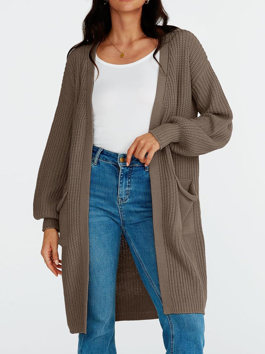 imageLILLUSORY Long Oversized Cardigans Sweaters for Women Open Front Knit Fall with Pockets 2025 Outfits FashionNutmeg